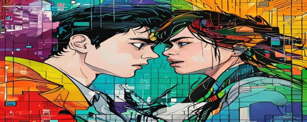 色彩鲜艳的韩国漫画格格拼贴画面，展示恋爱奇幻悬疑热血多种题材的漫画封面，营造出浓郁的追漫氛围与青春活力